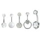 thumbnail image 1 of Juego de 5 anillos para el ombligo para mujer, con circonita cúbica decorativa geométrica, para la playa, 1 of 5
