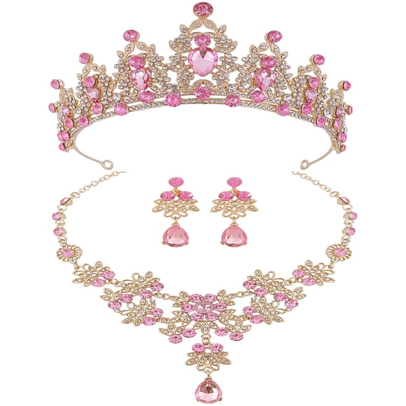 1 juego de joyas nupciales, corona y joyas nupciales, conjunto de joyas de boda, tiara nupcial, pendientes y collar