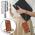thumbnail image 3 of Crossbody Strap Wallet Case for iPhone XR with Wrist Strap, 360° Rotating Ring Kickstand & Card Holder PU Leather Purse Magnetic Snap Zipper Case Cover for iPhone XR, Brown, 3 of 9