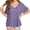 Purple, variant on Summer Rolled Short Sleeve Women V-neck Solid Color Casual Loose T-shirt Tops