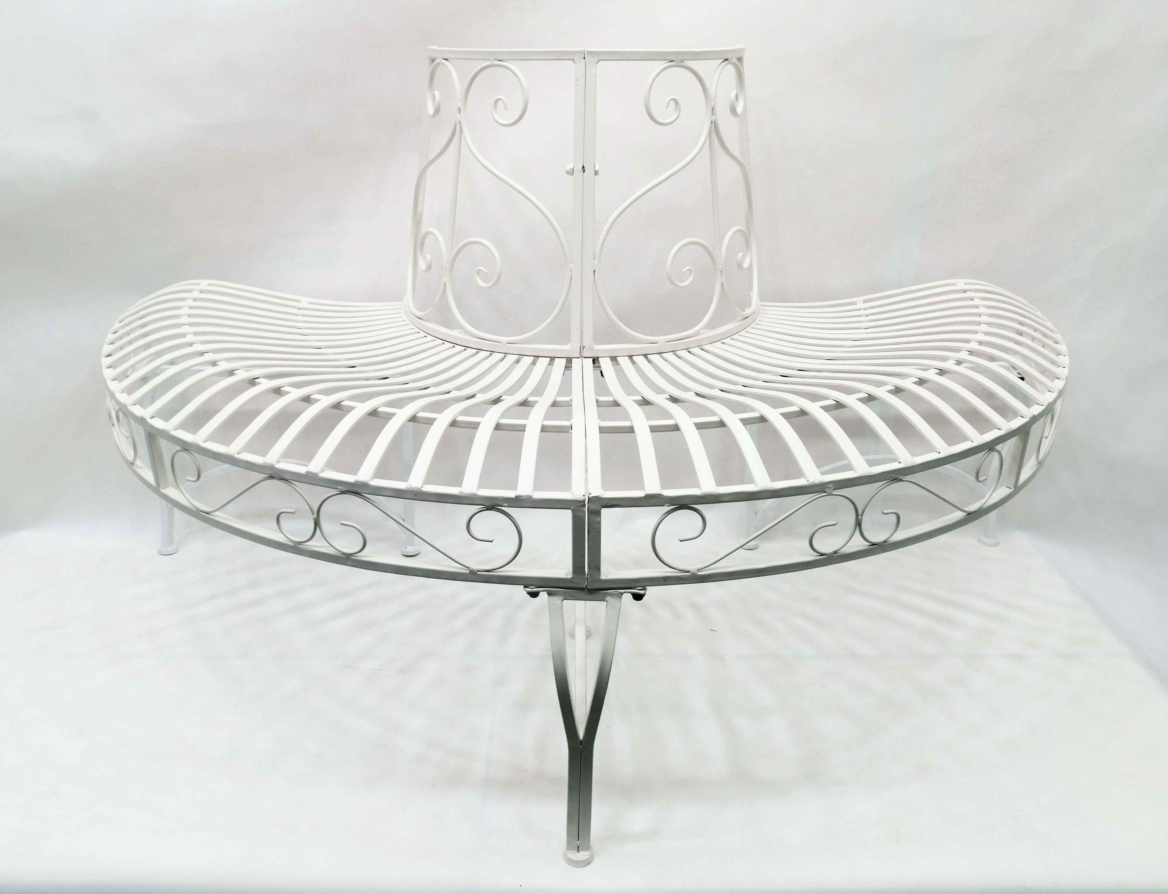 4' Solid White Home Furniture Collections Semi-Circle Tree-Wrap Bench