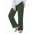 thumbnail image 4 of Women'S Cotton Linen Drawstring High Waisted Pants Casual Loose Fit Wide Leg Trousers Green M, 4 of 7