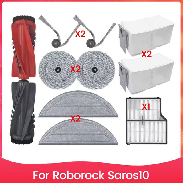 Repuestos para el Robot Aspirador para Saros10: Cepillos Principales, Cepillos Laterales, Bolsa para Polvo, Mopas, Filtros de Tela.