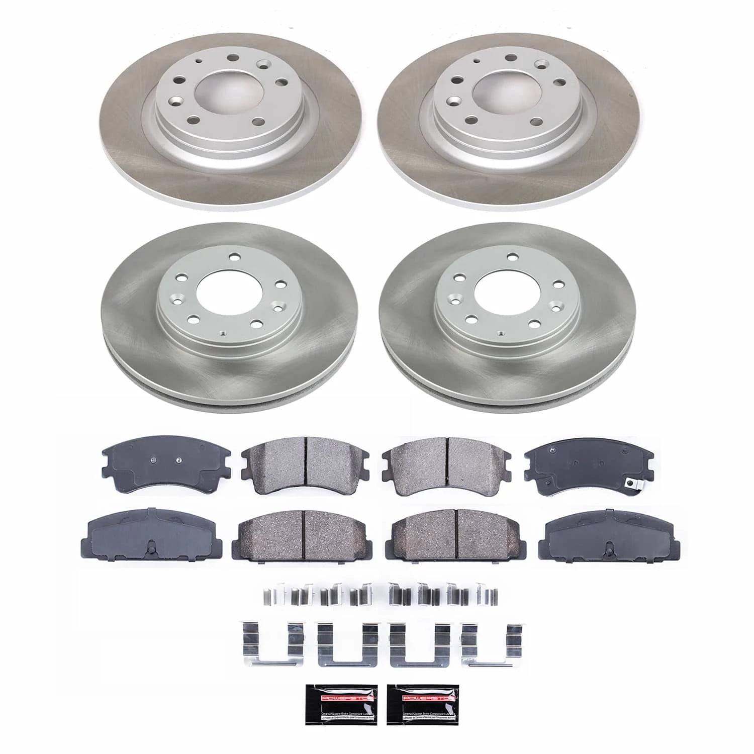 PowerStop Front and Rear Semi-Coated Rotor and Low-Dust Ceramic Brake Pad Kit SC2449