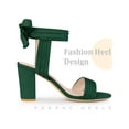 thumbnail image 3 of BLISSFUL STEP Back Ankle Tie Open Toe Block Heel Sandals for Women Dark Green (Size 6.5), 3 of 6