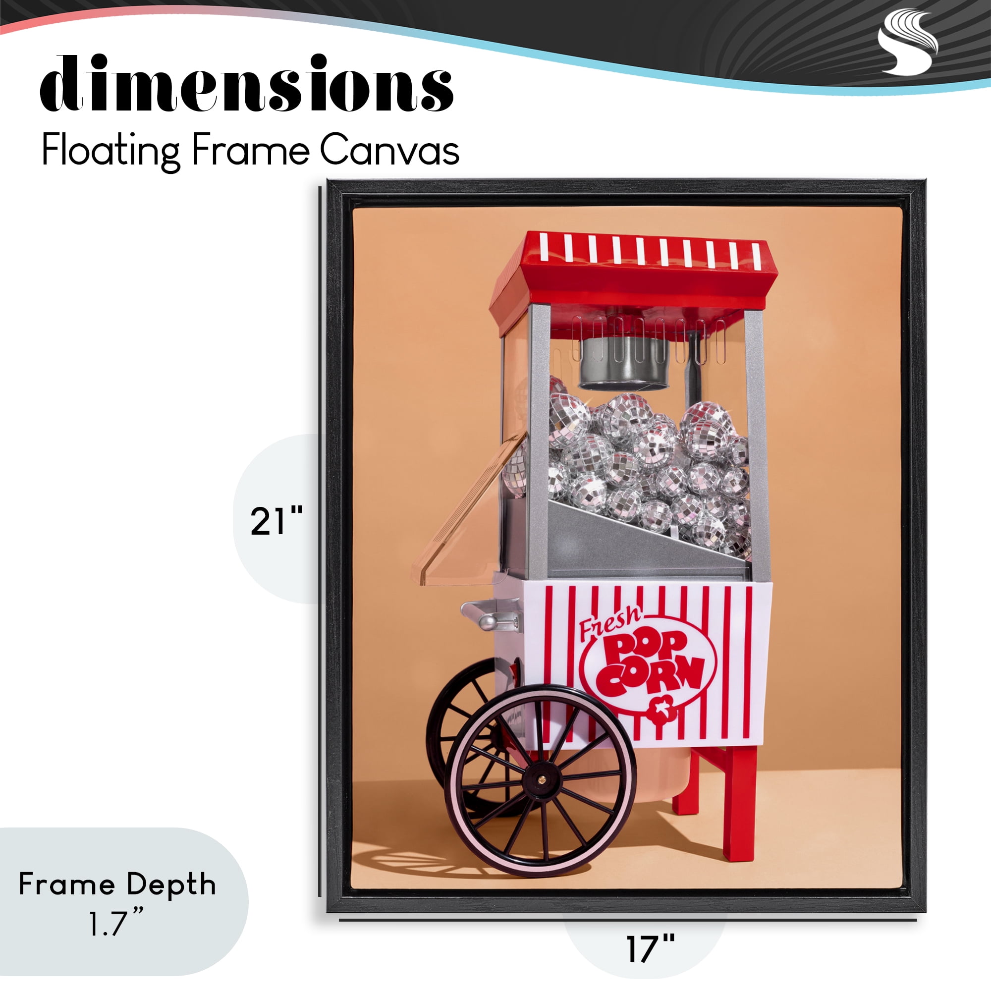 Stupell Industries Retro Disco Popcorn Machine Black Framed Floater Canvas Wall Art, design by LISH Creative