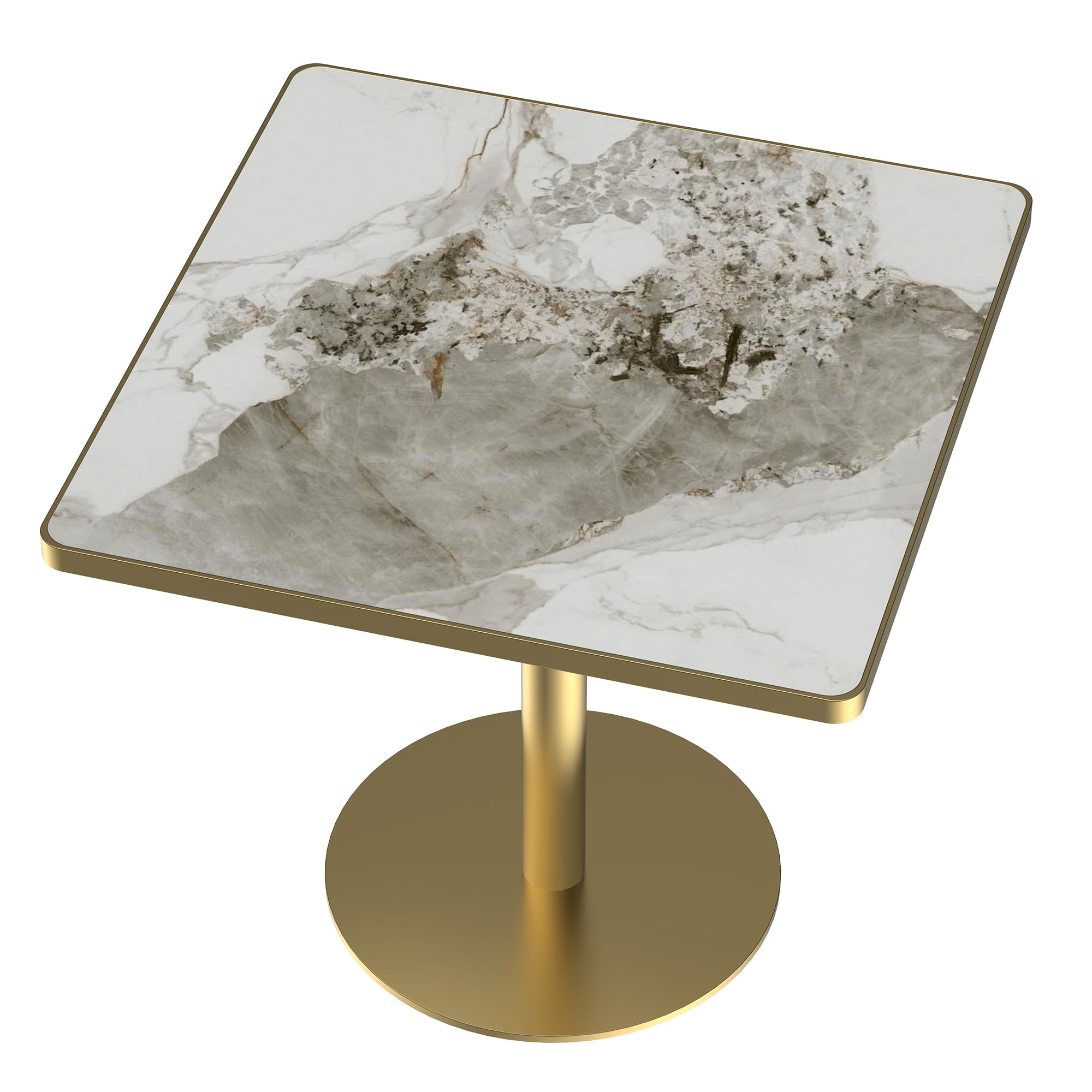 31.5" Square Modern Tulip Dining Table, Sintered Stone Tabletop with Marble Print, Stainless Steel Bracket Base, Scratch & Wear Resistant, Waterproof Surface, Ideal for Indoor & Outdoor