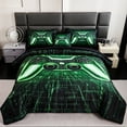 thumbnail image 3 of URBONUR Green Boys Comforter Sets Full Size Game Bedding Set for Kids Teens Green Lightning Gamepad Boy Bed Sets 6 Pieces Video Gaming Console Black Bed in a Bag with Sheet Set(Green Full), 3 of 10