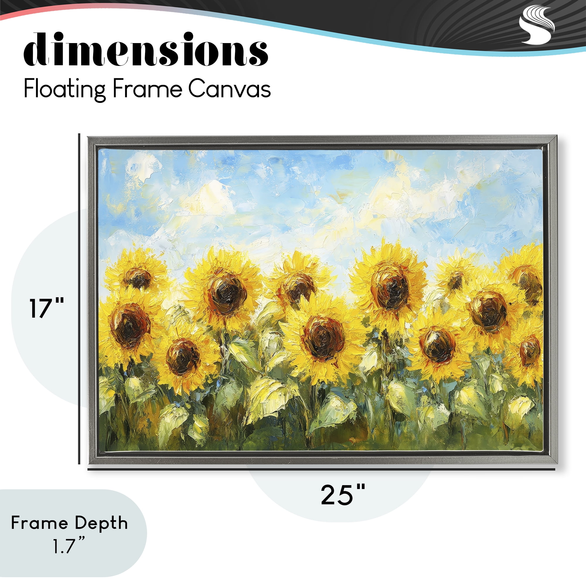 Stupell Industries Impressionist Sunflowers Horizon Gray Framed Floater Canvas Wall Art, design by Petal Prints Design