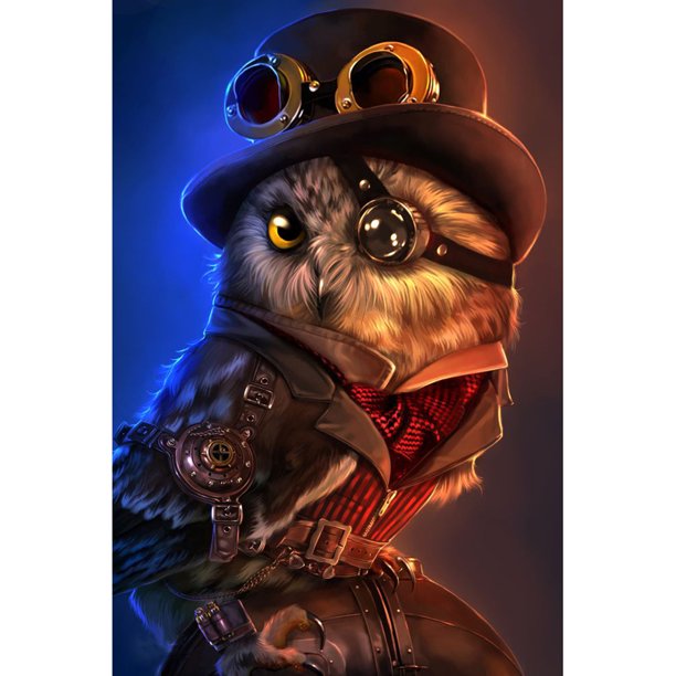 Pintura de diamante (DE8058) 5D DIY Square Owl Detective Rhinestone Obra de arte 40x50cm Hugtrwg Para estrenar