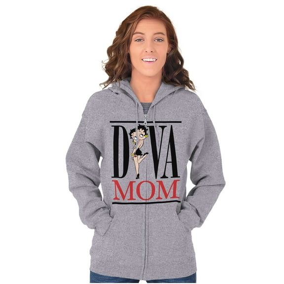 Betty Boop Diva Mom Best Mothers Day Zip Hoodie Sweatshirt Women Brisco Brands S