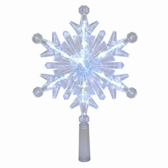 11 Inch Battery Operated Christmas Tree Topper, LED Lighted Snowflake Tree Topper with Color Changing Lights, Glittering Star of Themed Xmas Decor for Home, Indoor, Holiday Party