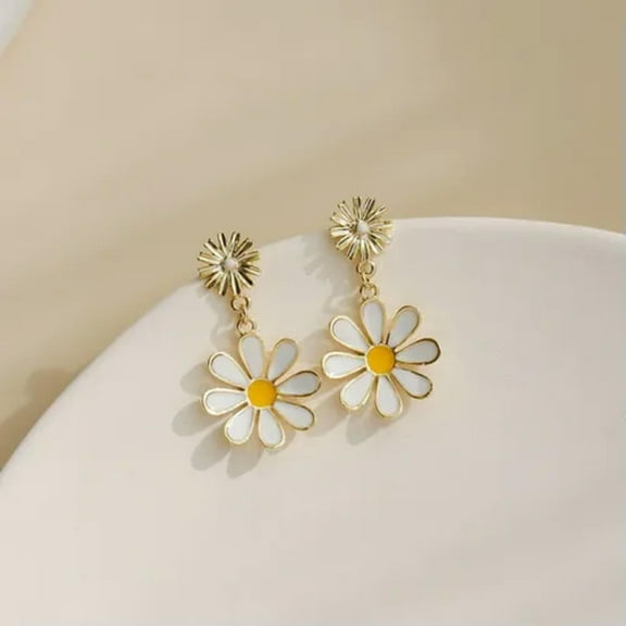 EOEMY Fashion 925 Silver Daisy Flower Stud Earrings Drop Dangle Women Lovely Jewelry-Style 14