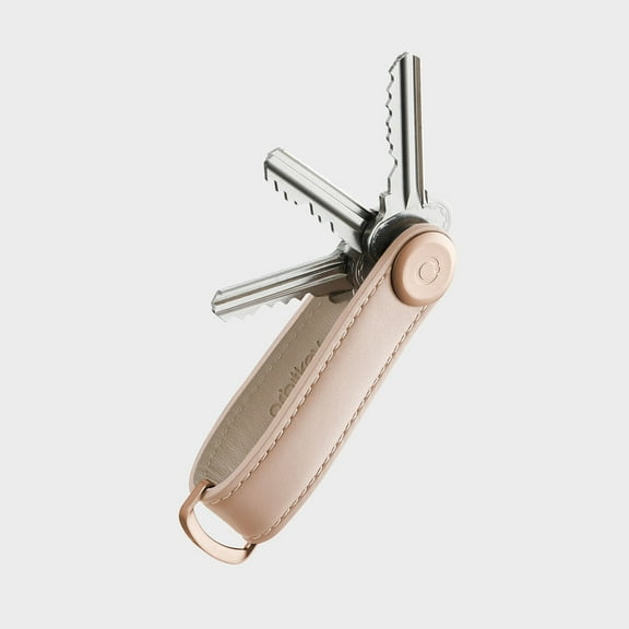 Orbitkey Leather Keychain Organizer - Blush, Holds 7 Keys (4.7")