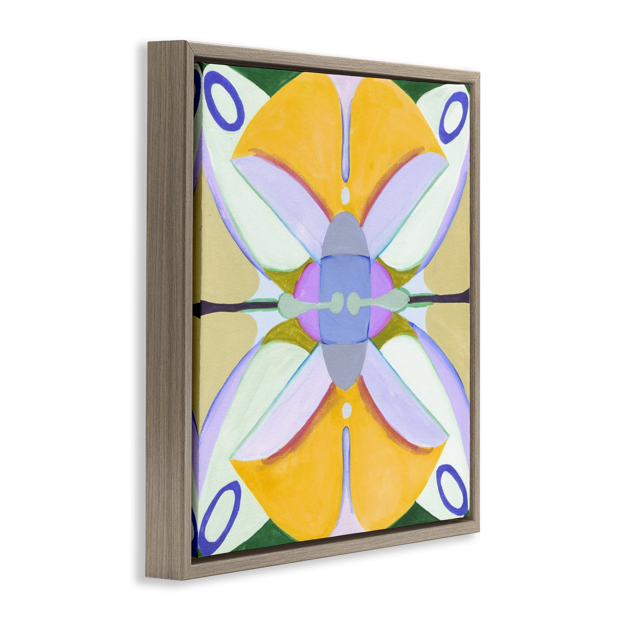 Stupell Industries Warm Revival Kaleidoscope Brown Framed Floater Canvas Wall Art, design by Melissa Wang