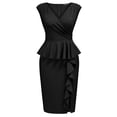 thumbnail image 5 of Miusol Women's Retro V-Neck Sleeveless Pencil Dress with Ruffle Detail, 5 of 6