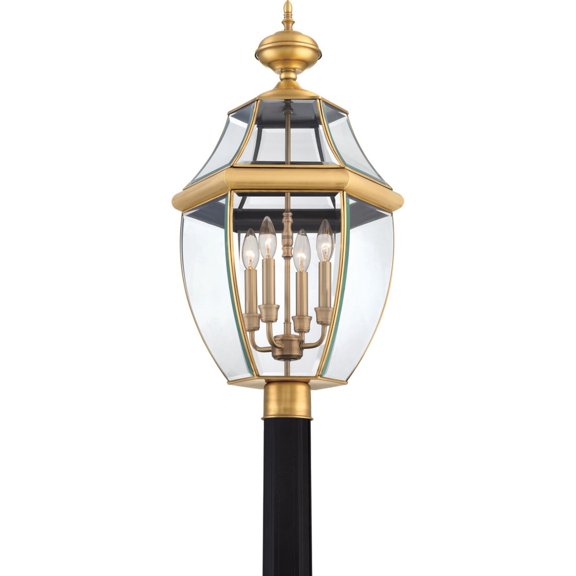 Quoizel Newbury 4-Light 16" Outdoor Post Light in Antique Brass