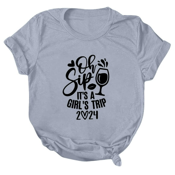 TSADFHJI Crewneck Sweatshirt Women Xs Women Casual Letter Printing Short Sleeves Crew Neck Loose Tshirt Blouse Tops L Grey