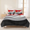 thumbnail image 3 of King Quilt Set 96''x106'', Red Black Ombre Lightweight Bedspread Coverlet Set with 2 Pillow Shams, Modern Abstract Moire Art Geometric Breathable All Season Quilt Bedding for Bedroom/Guest Room, 3 of 9