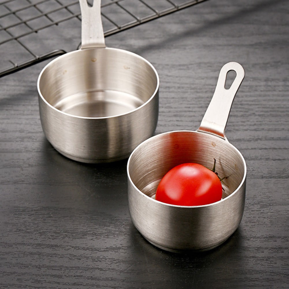 Colcolo 2Pcs Pan 50/100ml Small Milk Cooking Sauce Pot with Long Handle  Stainless Steel Mini Pan Coffee Butter Warmer Sauce Dipping Bowl for Home  Kitchen Restaurant Picnic 