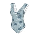 thumbnail image 4 of Yiaed Cute Hippopotamus Print Women's Ruffled One Piece Swimsuit V Neck Swimwear Slimming Monokini for Woman-XX-Large, 4 of 8