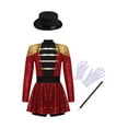 thumbnail image 1 of iefiel Tenue de Maîtresse de Piste de Cirque pour Filles Enfants Combinaison à Manches Longues à Paillettes avec Franges avec Accessoire Rouge 6, 1 of 7