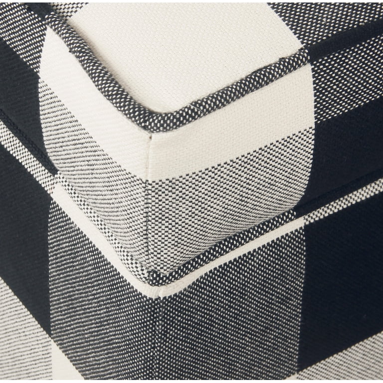 HomePop Square Storage Ottoman, Black Buffalo Plaid photo 5