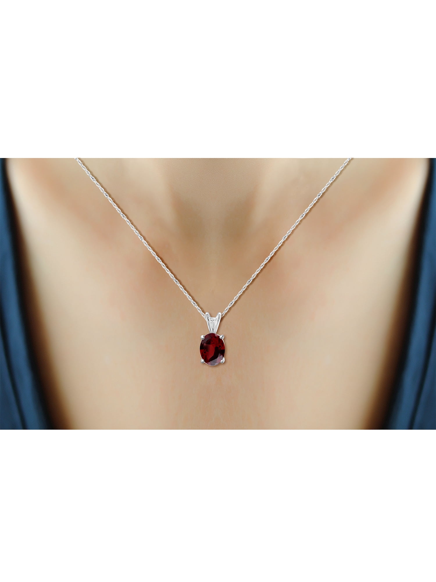Silver Chain Necklace for Women – .925 Sterling Silver Necklace with Sparkling Genuine 2.20 CTW Red Garnet – Chic, Stunning Silver Statement Necklace Gifts by JewelersClub