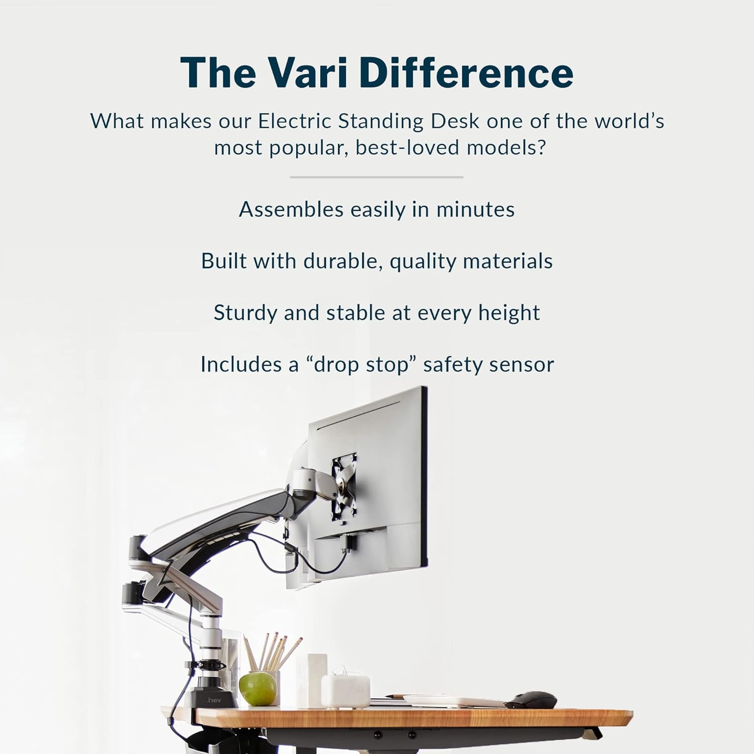 Vari 72” x 30" VariDesk Electric Height Adjustable Standing Desk Computer Table, Butcher Block