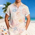 thumbnail image 1 of Ceisia Men's Hawaiian Macaron Marine Print Short Sleeve Shirt | Pastel Casual Button Down Beach Top Gifts, 1 of 5