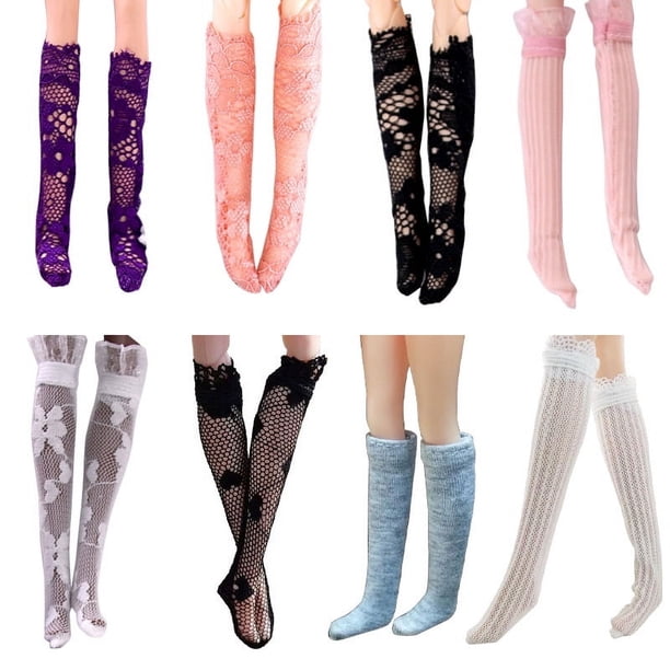 Calcetines de juguete de 6 puntos, vestido de muñeca, princesa americana, hilo largo, tubo de tela de encaje, bebé SD BJD, calcetines de seda con forma de corazón, pantalones