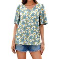 thumbnail image 1 of WISEFIN Women's Casual T-Shirt Floral Print Ruffled Short Sleeve Relaxed Fit Blouse Tops, 1 of 2