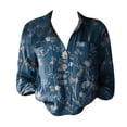 thumbnail image 4 of Womens Tops Stylish Print Long Sleeve Cotton Button Blouse Spring Summer Shirts for Women Blue Xl, 4 of 4