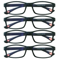 4 Packs Unisex Fashion Rectangular Reading Glasses Blue Light Blocking Readers for Men Women 3.00
