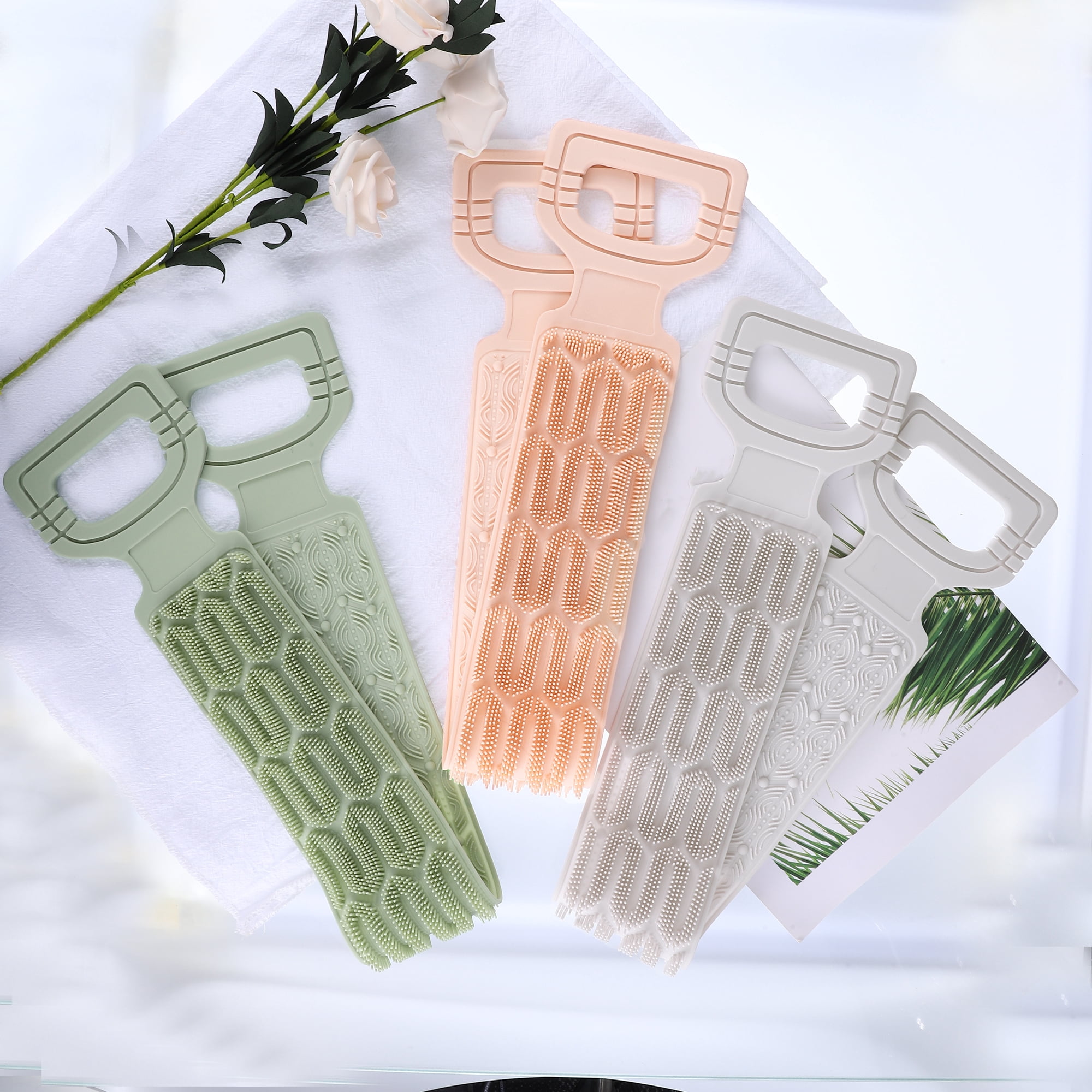Unique Bargains Double Side Body Scrub Towel 27.36"x4.33" 1pc Green