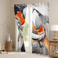 thumbnail image 3 of Homewish Orange Swirl Stripes Kitchen Curtains,Modern Geometric Black Out Curtains Pack of 2 (42x63 Each), 3 of 6