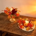 thumbnail image 5 of geerera Harvest Pumpkin & Maple Leaf Wreath, Rustic Fall Floral Candle Ring with Berries, Farmhouse Tabletop Decor for Thanksgiving & Autumn Home, 13", 5 of 7