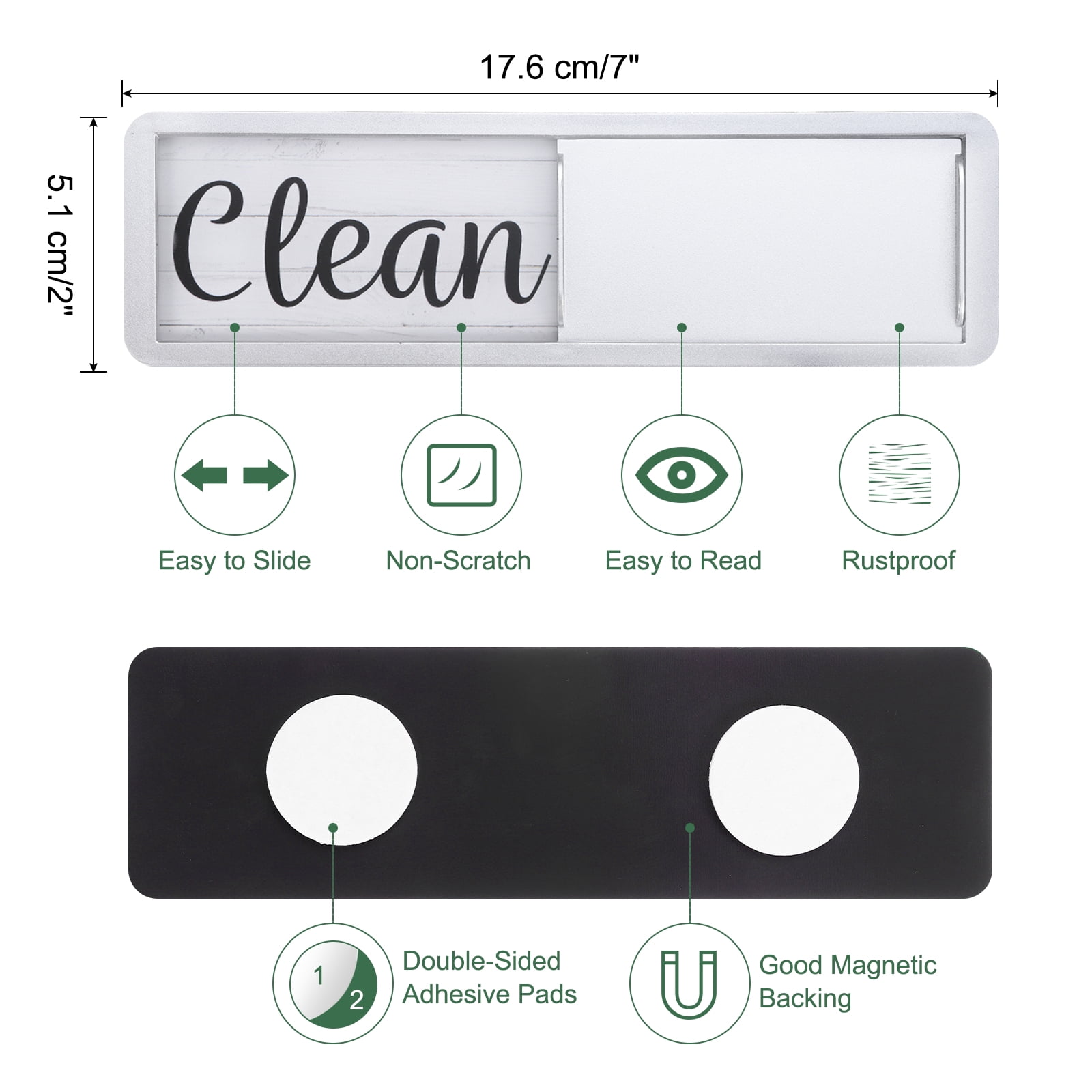 Unique Bargains Dishwasher Magnet Clean Dirty Sign Wood Grain for Home Hotel Silver