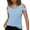 Light Blue, variant on MIXUE Womens Summer Tops Summer Solid Color Off Shoulder Short Sleeve Loose Fashion Basic Pullover T Shirts Daily-Wear,Red,S