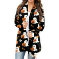 thumbnail image 2 of Cardigans for Women Halloween Printed Open Front Loose Fit Long Sleeve Knit Sweater Outerwear Cozy Fall Crew Neck Casual Comfortable Womens Sweaters Black L, 2 of 5