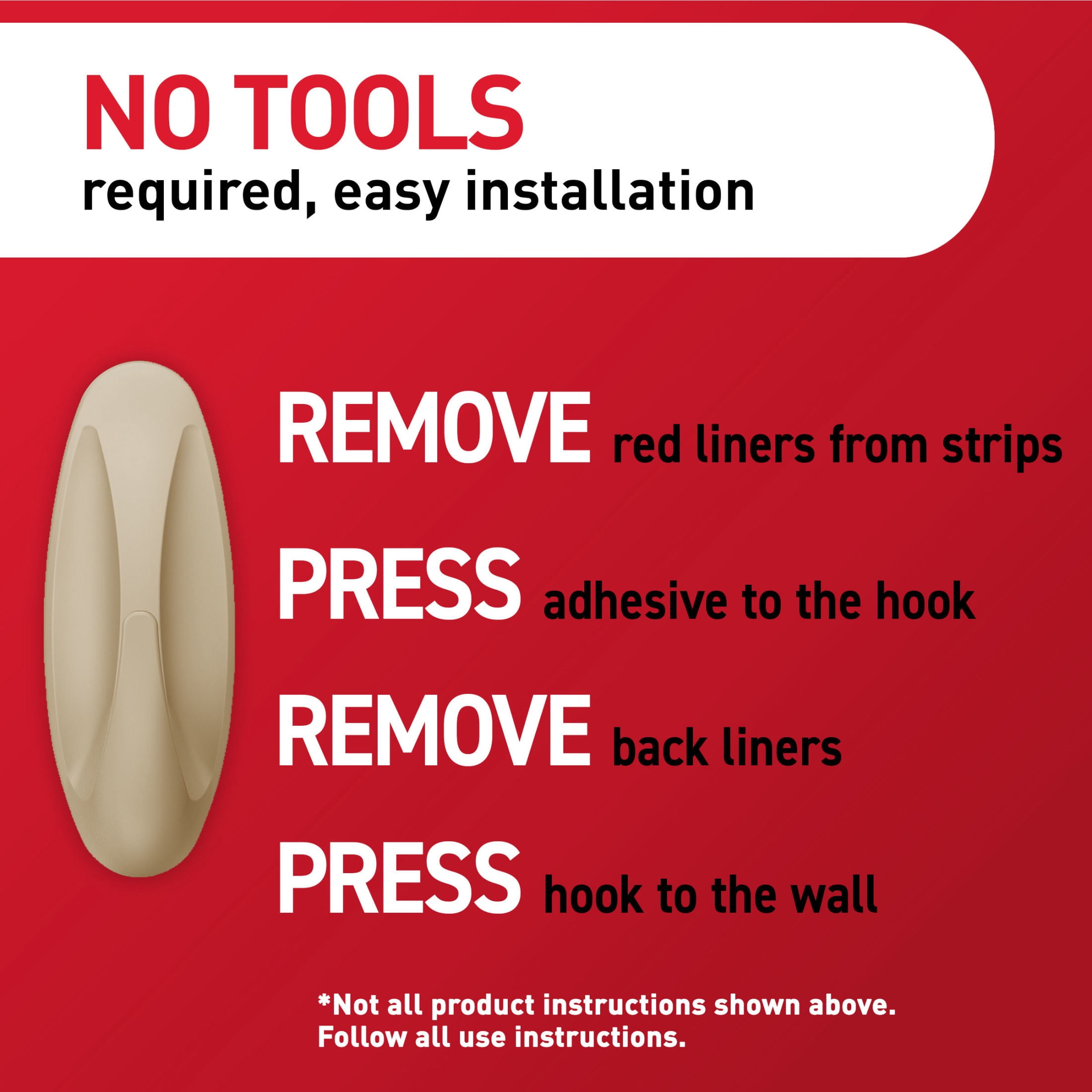 Command Medium Designer Hooks, Latte, Holds 3 lbs, 4 Hooks, 6 Adhesive Strips