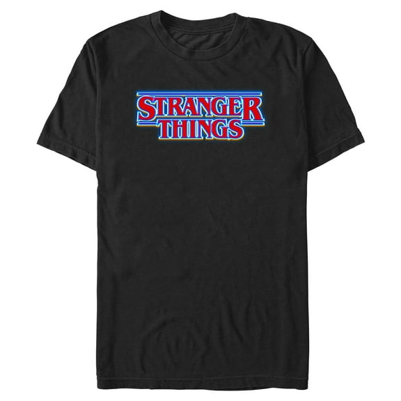 Netflix Men's Stranger Things Classic Logo Bright Blue Outline T Shirt