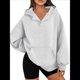thumbnail image 1 of Sudadera con Capucha de Gran Tamaño con Cuello en V y Abertura para el Pulgar para Mujer, Estilo Y2K, Moda de Otoño. Gris L, 1 of 8