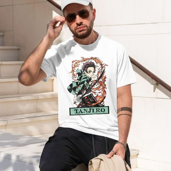 Anime Demon Slayer Shirt Mens Shirts Print T-Shirts Cosplay Shirts Fashion Casual Shirt -Small