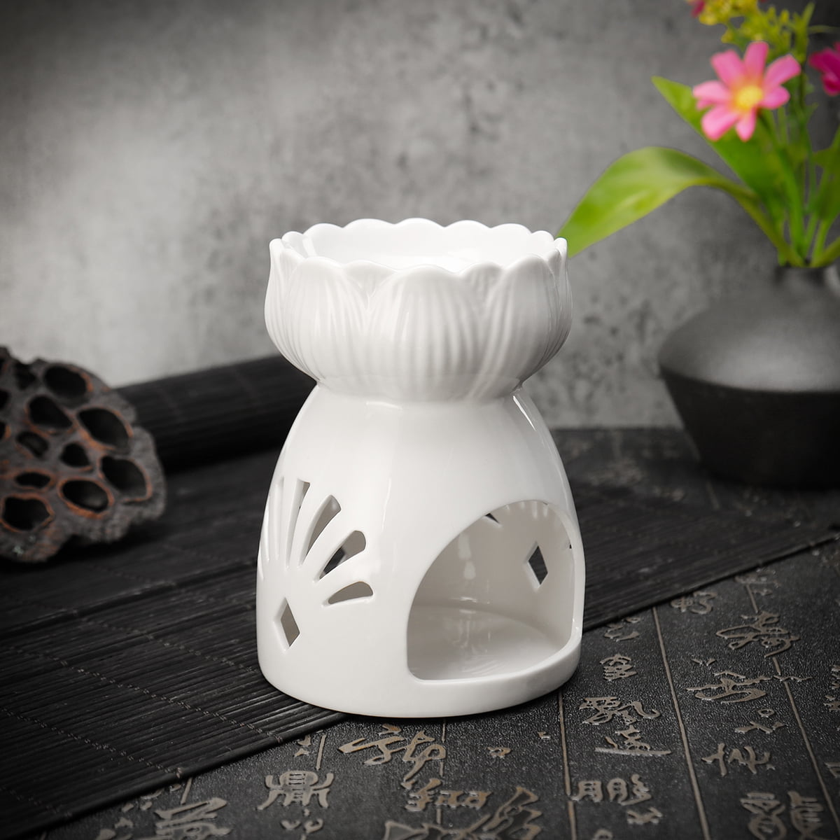 5types Essential Oil Burner Candle Holder, Ceramic Hollowedout Design