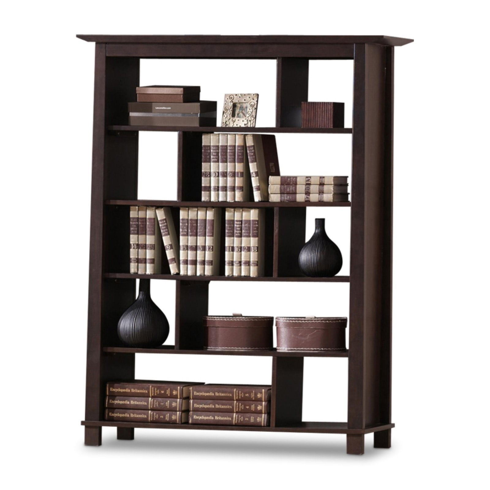 Havana Brown Wood Modern Bookcase, Tall