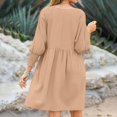 thumbnail image 6 of Aellinatey Womens Fall Dresses Casual Tunic Dress Short Sleeve Crew Neck Flowy Babydoll Dress, 6 of 9