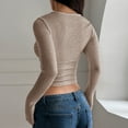 thumbnail image 5 of HAiming Cropped Sweater for Women Slim Fitted Round Neck Ribbed Long Sleeve Solid Color Pullover Tops, 5 of 6