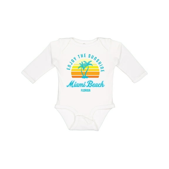 Inktastic Summer Enjoy the Sunshine Miami Beach Florida in Blue Boys or Girls Long Sleeve Baby Bodysuit