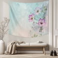 thumbnail image 5 of Pink Floral Tapestry for Bedroom Wall Hanging Tapestry, Spring Botanical Pastoral Vintage Country Ceiling Backdrop Tapestries Poster Blanket Wall Decor for Teens Room Living Room Dorm 59" x 90", 5 of 8